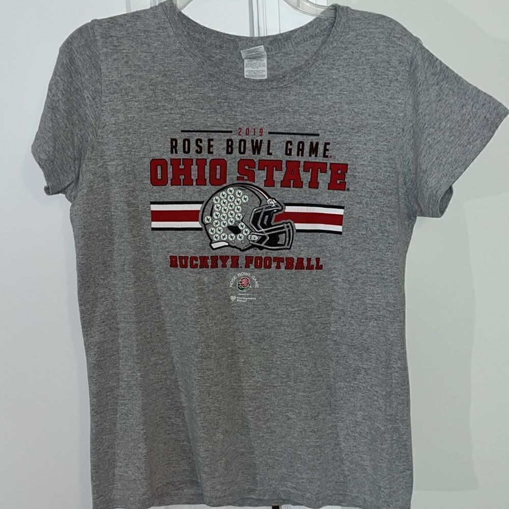 Ohio State Buckeyes Gray OSU football 2019 Rose Bowl champions helmet T shirt M